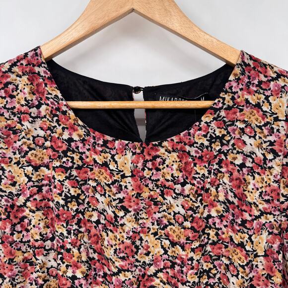 Mikarose‎ Whimsigoth Cottagecore Maxi Dress Womens Medium Black Floral Print NEW - Picture 3 of 12